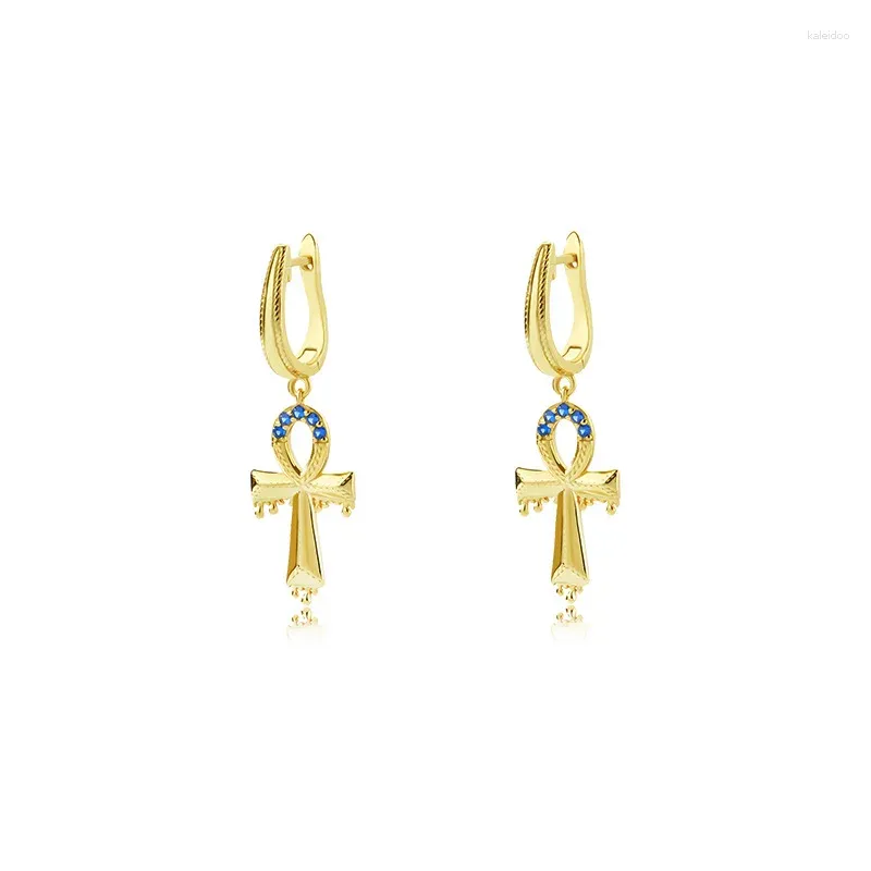 Dangle Earrings 925 Sterling Silver Jewelry Cross Pendant 18k Gold Plated Hoop Earring For Women Free Laser Logo Wholesale
