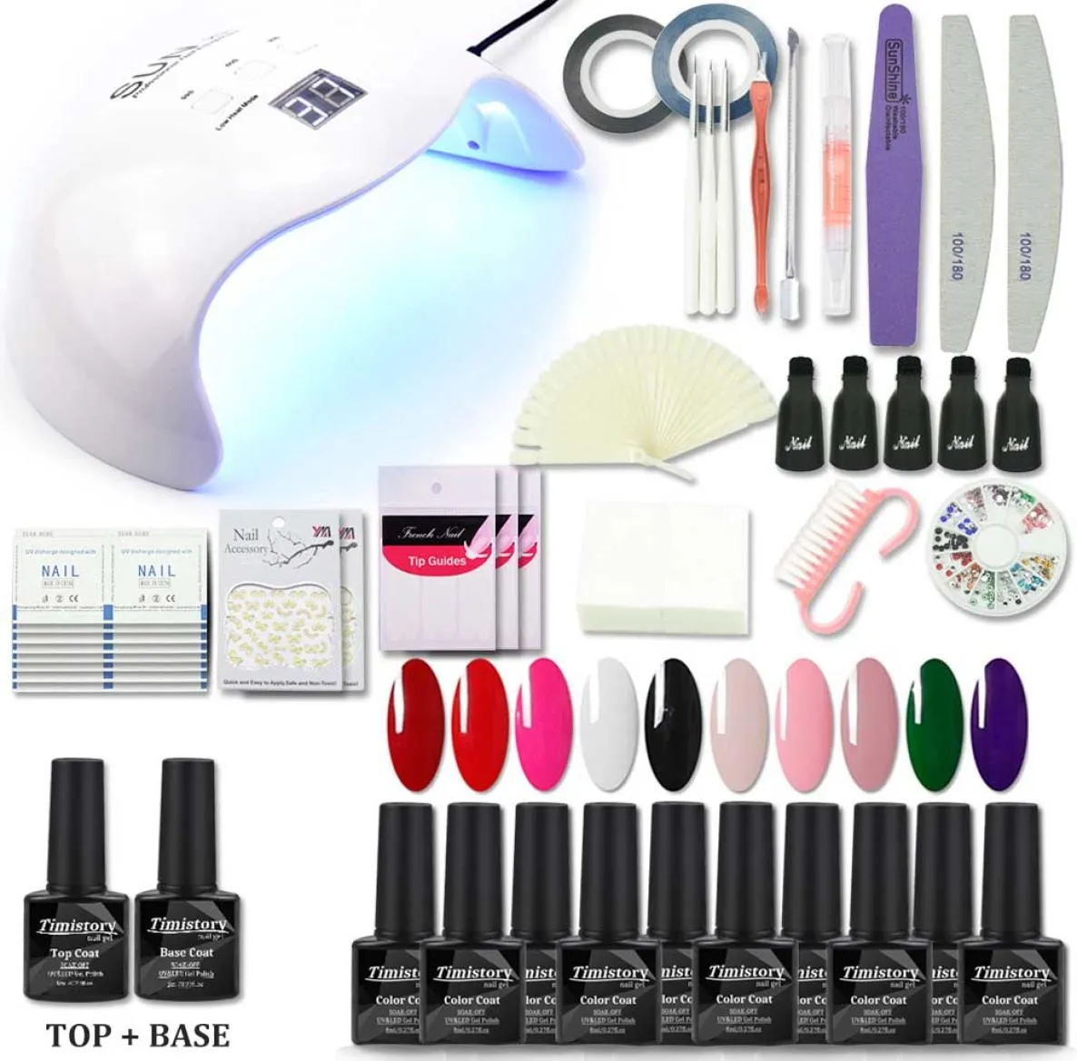 Jewhiteny 610pcs ongles en gel Nails de manucure de vernis avec lampe UV LED Sécheur à ongles outils de manucure de nail