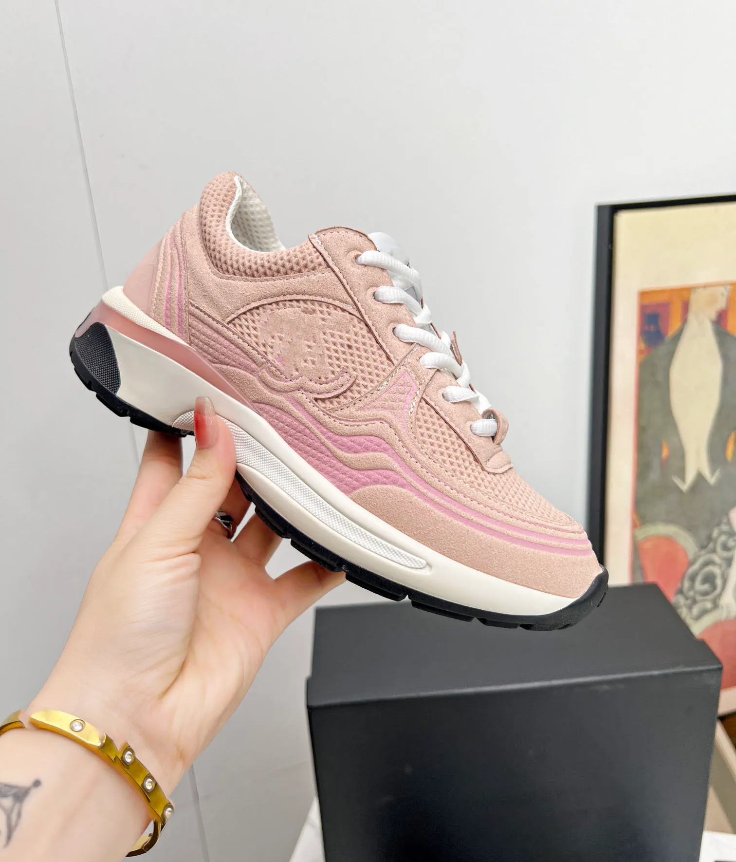 Diseñador de alta calidad Cotizas C Running Chanells Skate Skate Skate Woman CClies Trainers Mujeres Lace-Up Breathable Spring 87899