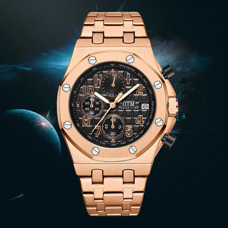 Montres montres aaa 2024 marchandise otm mens montre six broches quartz en acier inoxydable imperméable montre