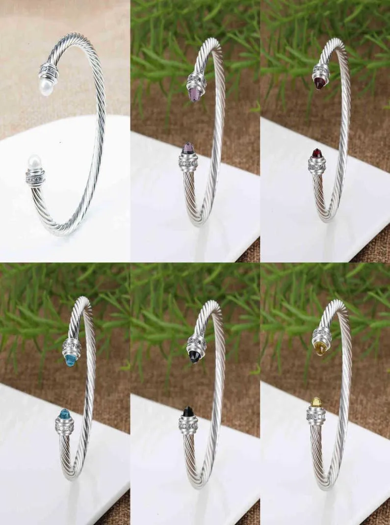 Designer Fashion Jewelry Braided Bracelets Pearl Bracelet Bangle Charm Bangle ed Wire Cable Bracelet Women Men 18K Gold Plati8751451