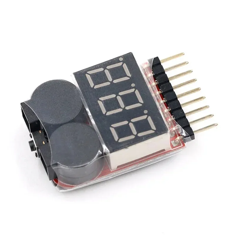 New 1-8S Lipo Li-ion Fe Battery Voltage 2IN1 Indicator Tester Low Voltage Buzzer Alarm For RC Car Boat LED 3.7-30V Dual Speaker