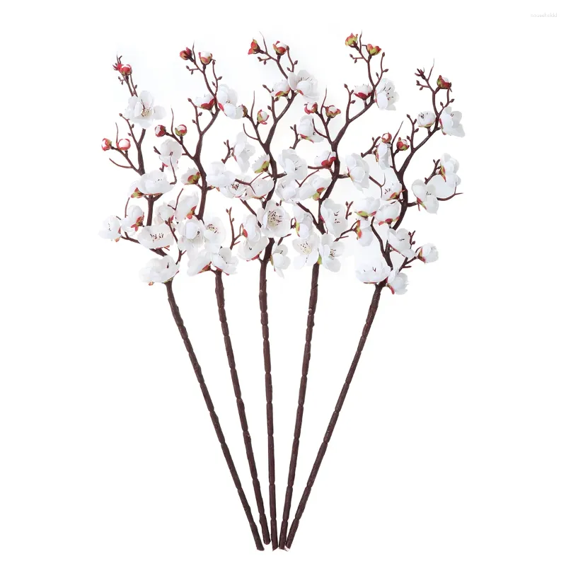 Flores decorativas 5 PCs Fake Plum Blossom Wedding Decoration Artificial Flower Branch Home