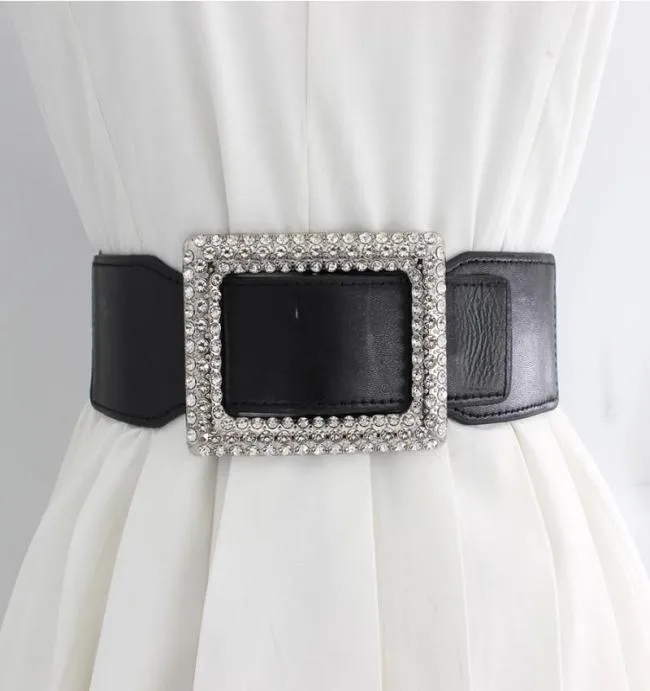 Ceintures de la mode élastique élastique large ceinture pour femmes carrées en ramie de boucle de boucle