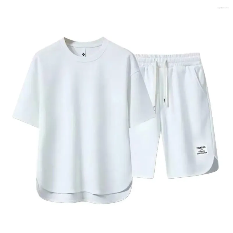 Tracksuits t-shirt shorts set joggingpak met heren met zakken zomer casual outfit o-neck korte mouw trekstring taille wijd