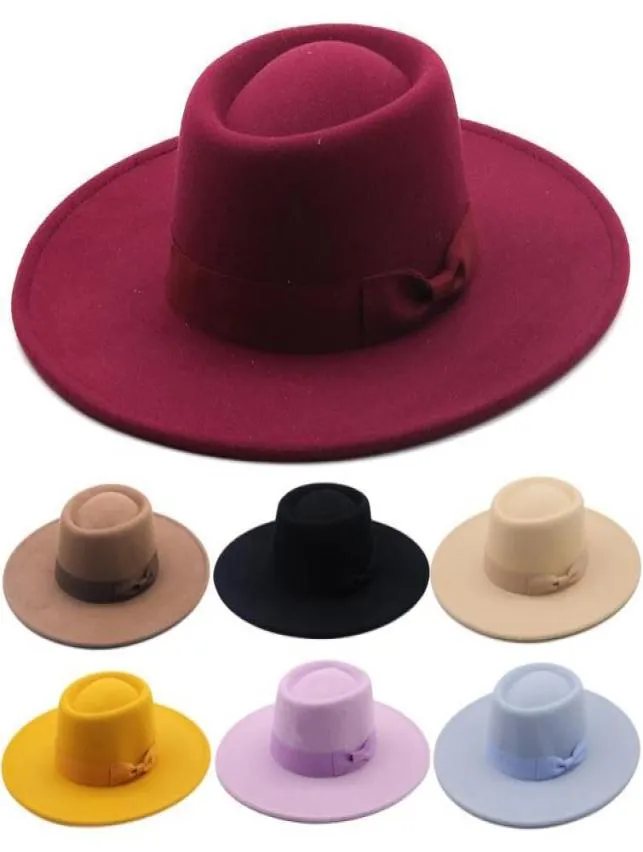 Skąpy brzegowe czapki 2021 Fedora Hat Men kobiety imitacja wełniana zima poczuła modę czarny najlepszy jazz fedoras chapau sombrero mjer7472094