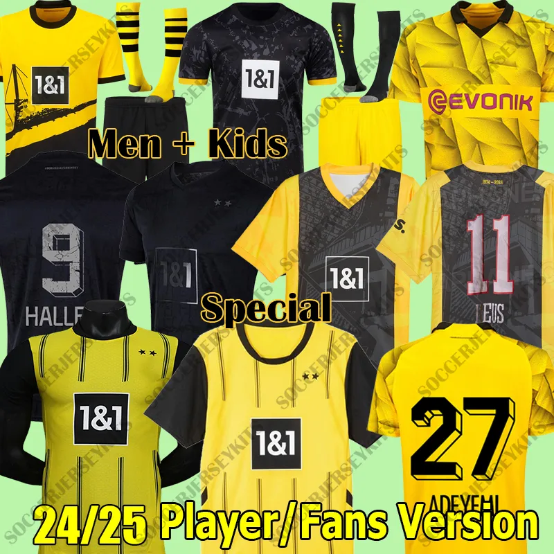 Maillot de football BVB Borussia Dortmund Kits Maillot BVB Domicile Tous les maillots de football noirs REYNA HALLER REUS HUMMELS MOUKOKO MALEN Hommes Enfants Uniforme