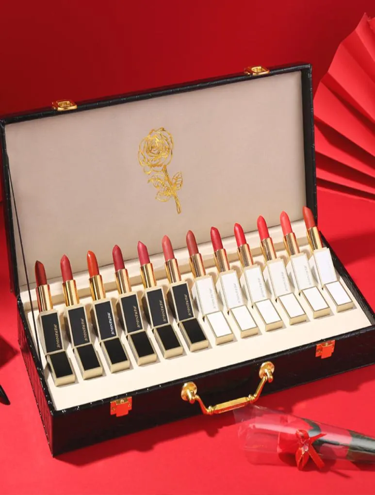 Makeup Lipstick Set Limited Gift Box Valentine039s Day Luxury Matte Shimmer Vegan Lip Stick Kit Birthday Christmas Lasting5850602