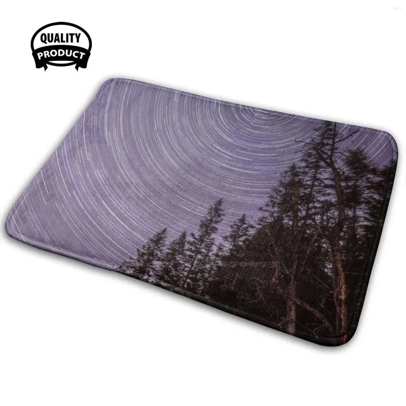 Carpets Star Trails Over The River 3D Household Goods Mat Rug Carpet Cushion Winter Snow Cold Temperature Night