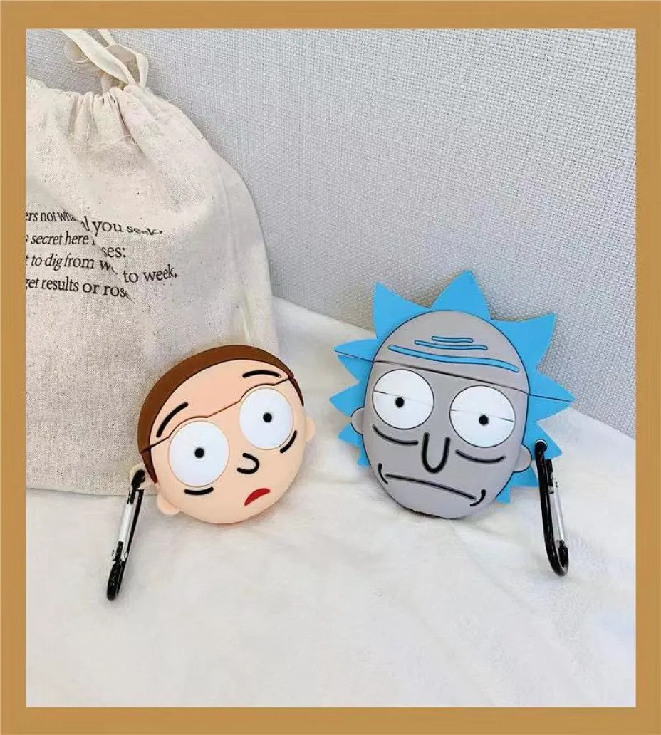 3D Rick Cartoon Silikon Miękka obudowa dla Apple Airpods 12 Bezprzewodowe Bluetooth Hanchphone Pokutka do ładowania AirPods 2 Cover6796178