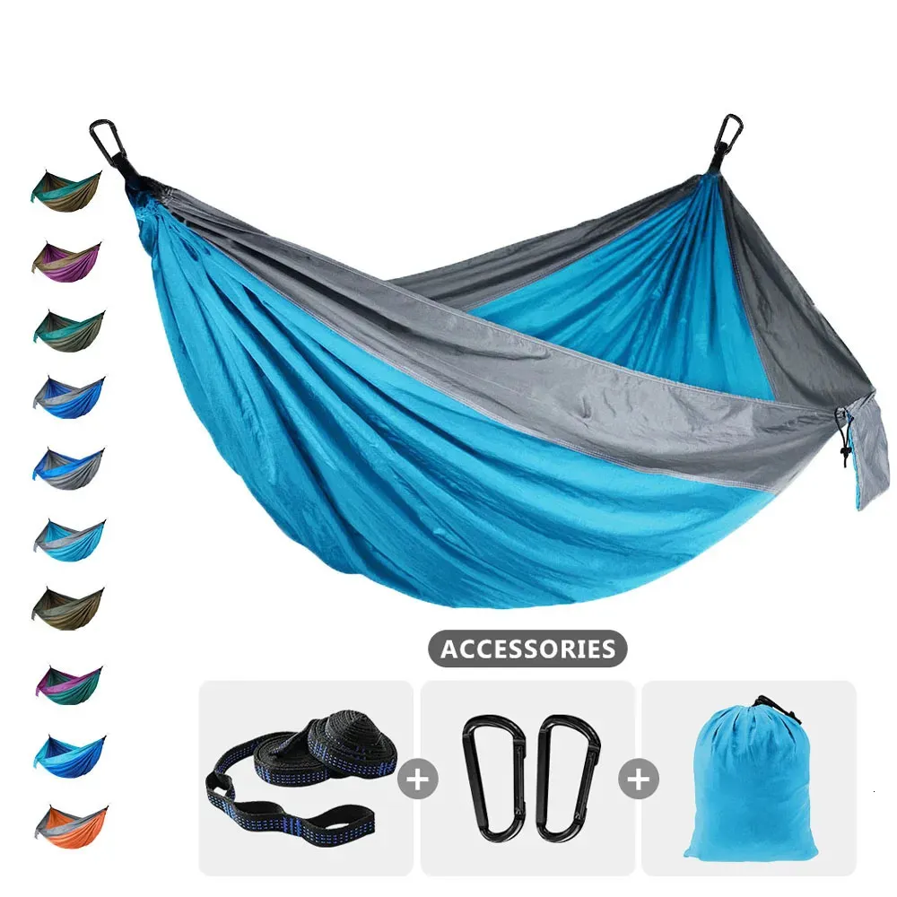 220x90cm Camping Single Hamac Lightweight Parachute Hamac avec 2 bracelet d'arbre pour aventure en plein air en intérieur Randonnée 240417