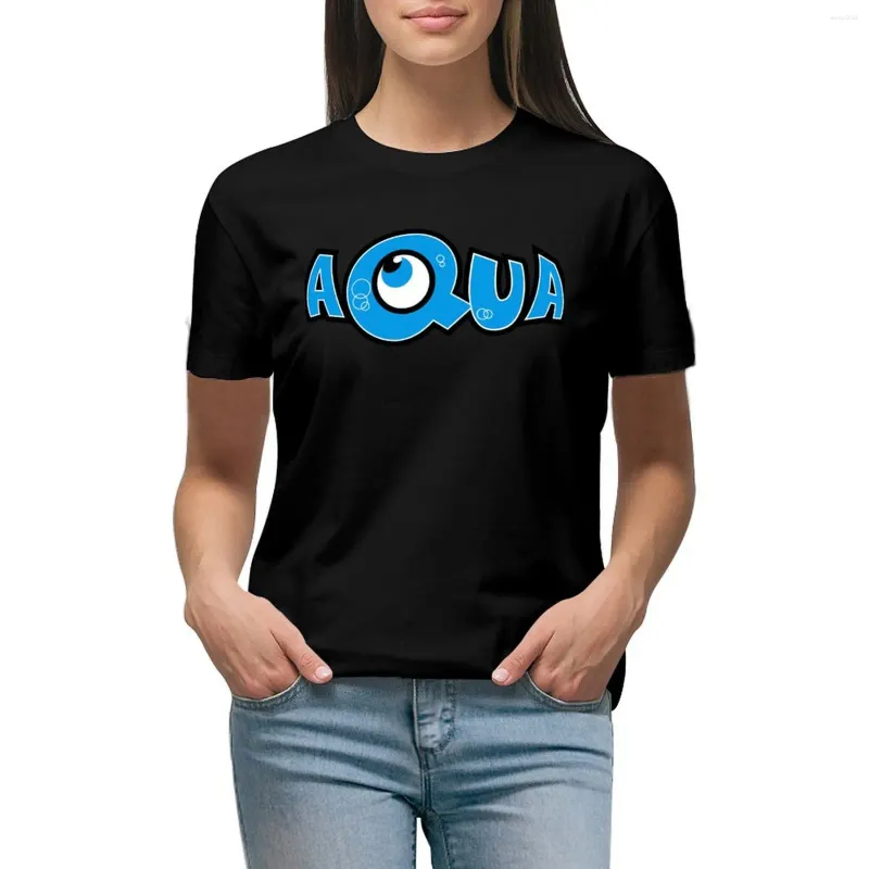 Polos da donna Aqua - T -shirt del logo della band divertenti abiti estivi camicie strette per donne