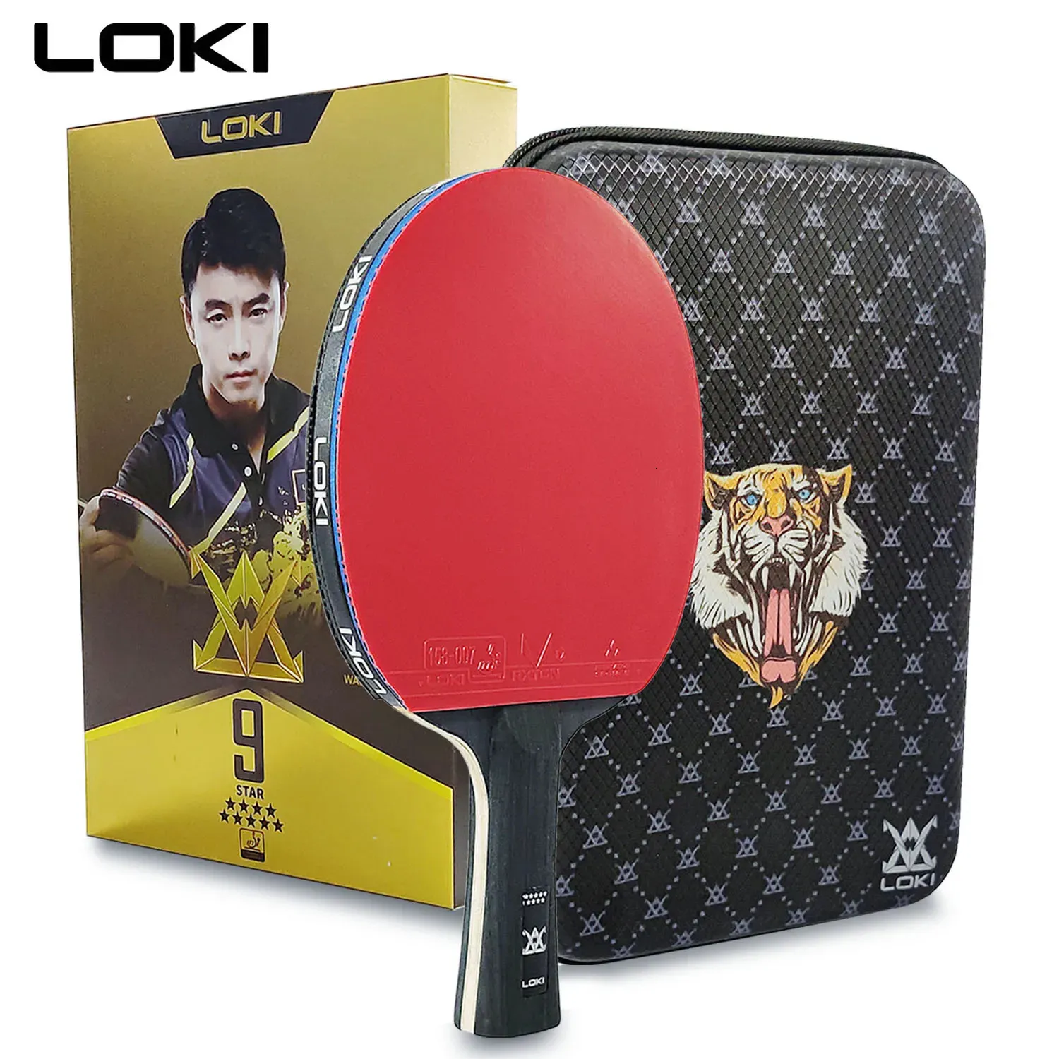 Loki 9-звездочный настольный теннис Professional 52 Carbon Table Tennis Racket 6/7/8/9 Super Attack с помощью клейкой резины 240425