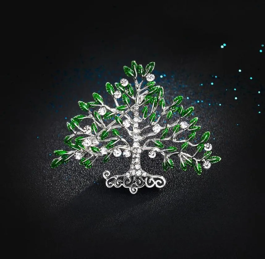 Pins Broschen Luxus weibliche Kristall wünsche Baum Brosche Charm Gold Silber Farbe Schmuck für Frauen süße Stiftkleidmantel Accessoires2542928