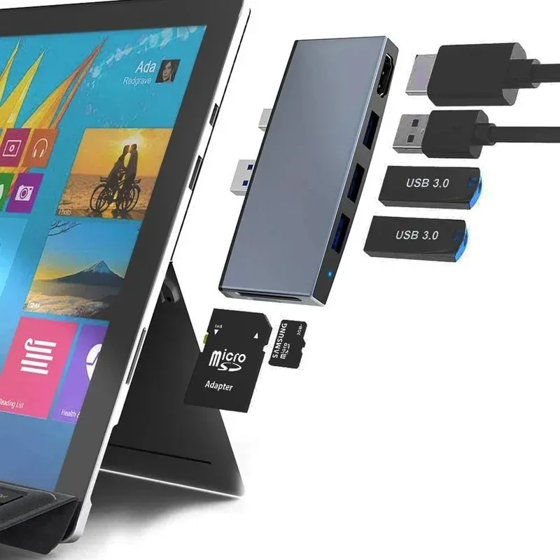 6 in 1 USB3.0ドッキングステーションは、SurfacePro/4/5/6ハブドッキングステーションHDMI4K HDコンバーターを適応します
