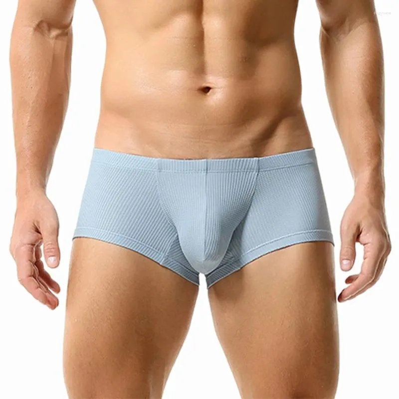 Underpants Sexy Men Ice Silk Boxer Mesh Big Pouch U Convex Underwear Hip Lift Short Trunks Super Elasticity Solid Swimwear