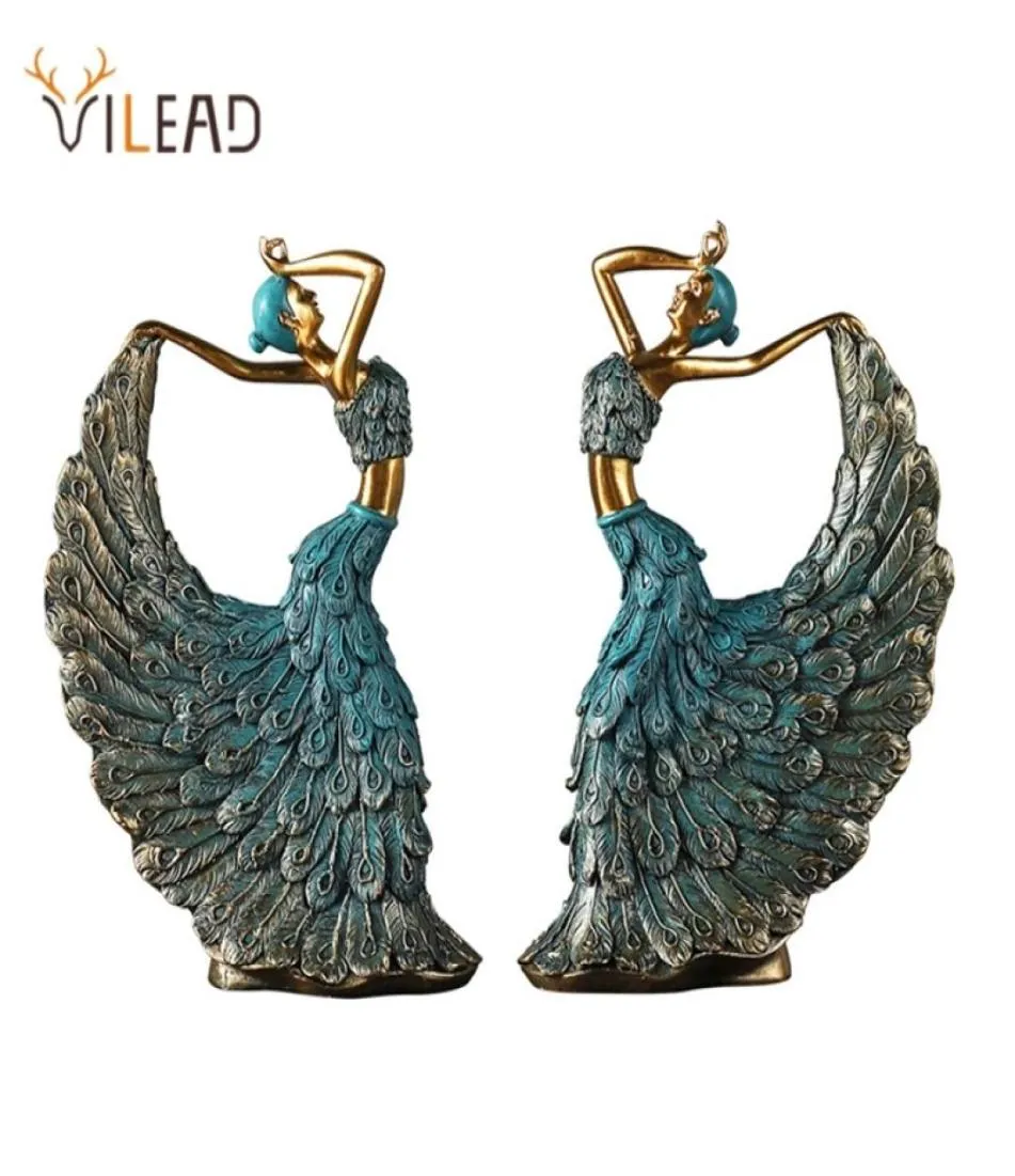 Vilead Dancer Figurines Peacock Résumé Art Ornement Statue Sculpture Résine Modèle Home Office Home Decoartion Craft Desktop Decor 22081808212