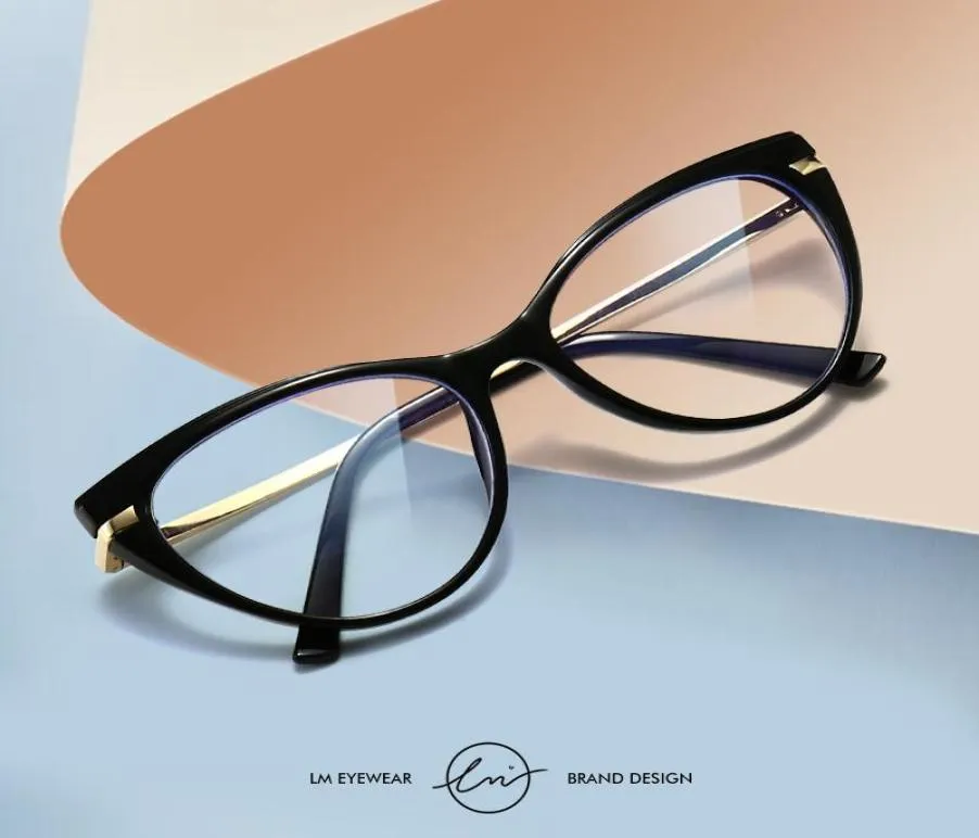 Sonnenbrille LM Cat Eye Computer Gläses Rahmen Frauen Antiblau -Heuchen -Brillen blockieren optisches Spektakel Brillen gute Qualität Fashio9616379