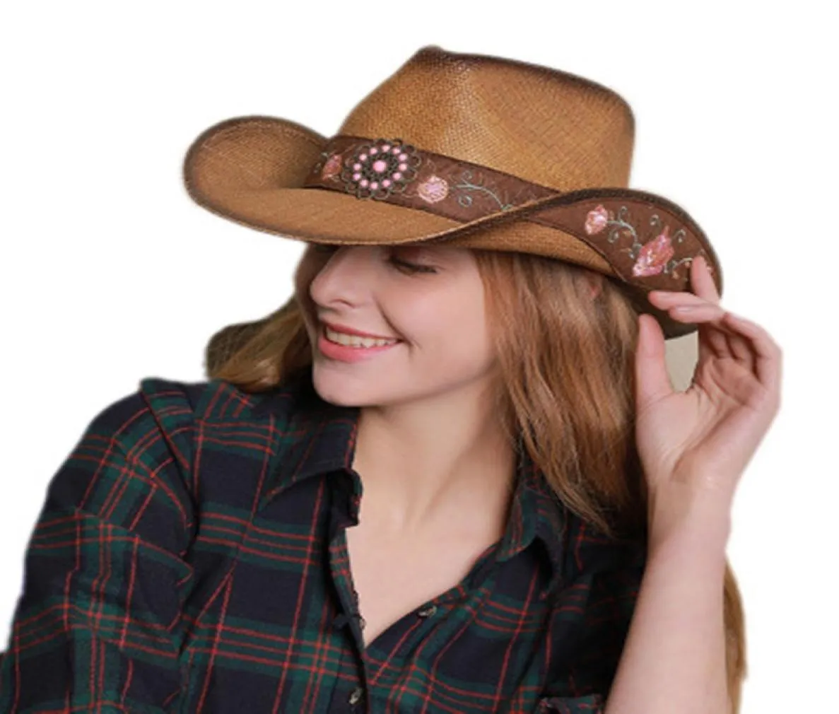 Wome Men Nowy słomka Western Cowboy Hat Gentleman Jazz Sombreros Hombre Cap Elegant Lady Cowgirl Hats4483886