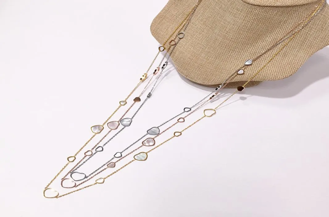 Högkvalitativt varumärke Titanium Steel Sweater Chain 18K Gold Rose Silver Long Necklace Lämplig för mode Women039s Gift Come Whi3334559