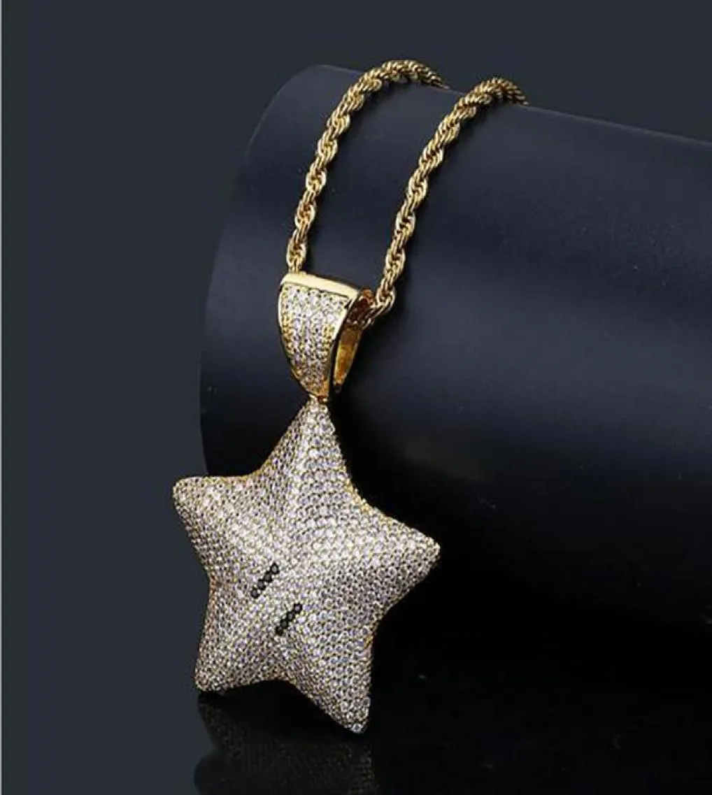 Män kvinnor 3D Super Star Bling Bling Pendant Micro Pave Iced Out Cubic Zirconia Pendant Halsband Hip Hop Jewelry With Gift Box124198672574