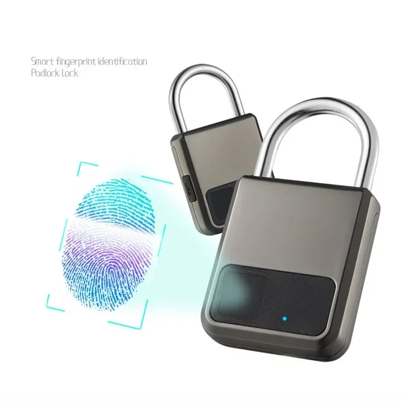 Fingerprint Padlock Waterproof Smart Keyless Security Locker Lock AntiTheft USB Charge For Bike Gym Luggage 240429