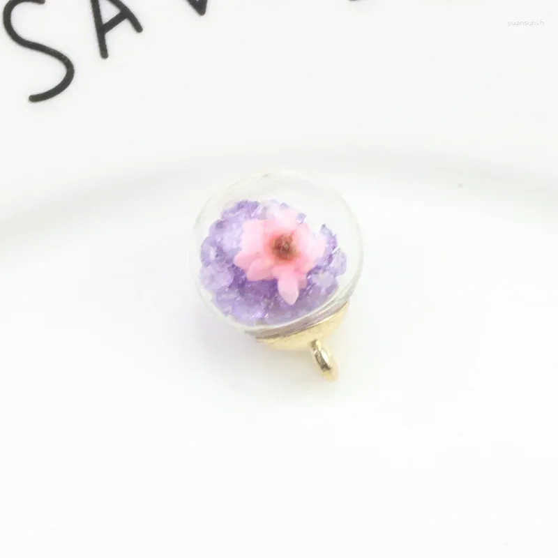 Bengelen oorbellen nieuwigheid Koreaanse eigenzinnige sieraden 16 mm gekleurde diamanten gedroogde bloemglasbal zelfgemaakte ketting hanger