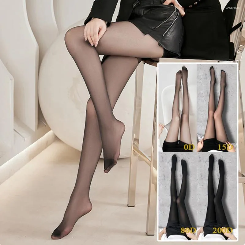 Chaussettes de femmes bases noirs Pantyhose Hosiery Silk Sheer Clangs Leggings Anti-Hook See Through Ultra Thin Breathable Slimable Slimable