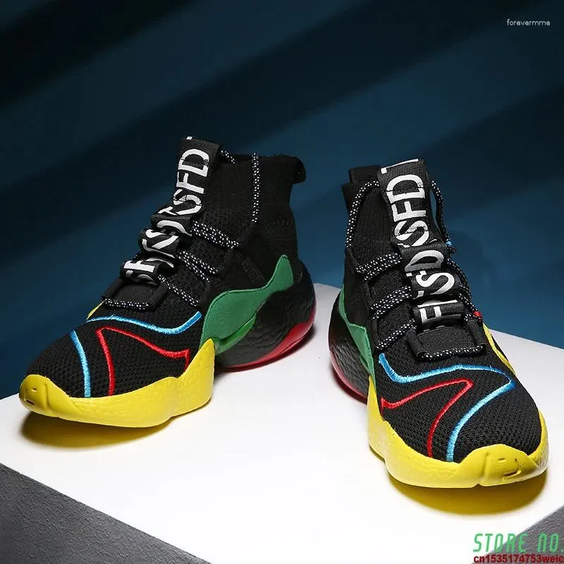Casual schoenen rennen mannen kleurrijke sok ademende lucht mesh sneakers sporttrainers op maat gemaakte verpakking voor drop 35-48