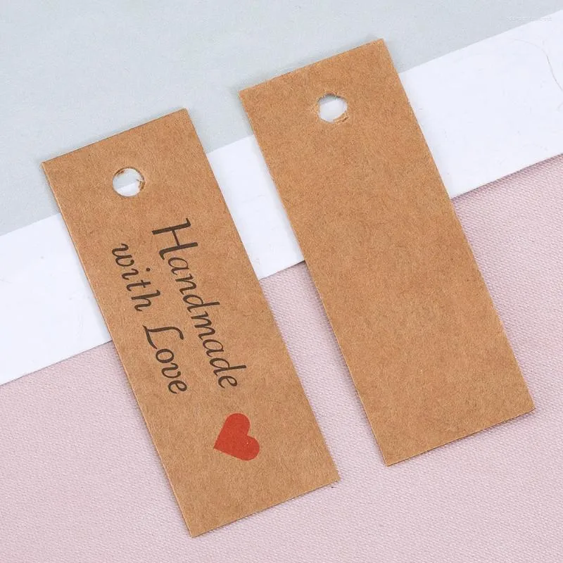 Sieradenzakken 50 stks 5x2cm mini -hangende labels handgemaakt met liefdeskaart kraft papieren tag voor diy party gunst geschenken pakking decoratie