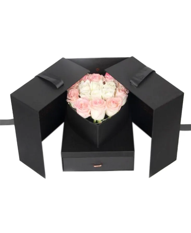 Boîte cadeau de fleurs Cube Shape Boad Gift Boîte innovante Anniversaire Anniversaire Mariage Valentin Saint-Valentin Surprise3300551