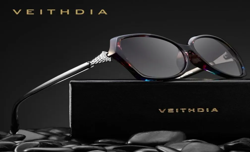 Veithdia rétro pour femmes verres de soleil polarisation de luxe de luxe Crystal Brand Designer Lunettes de soleil Eyewear pour femmes Femme V3027 J12118264623