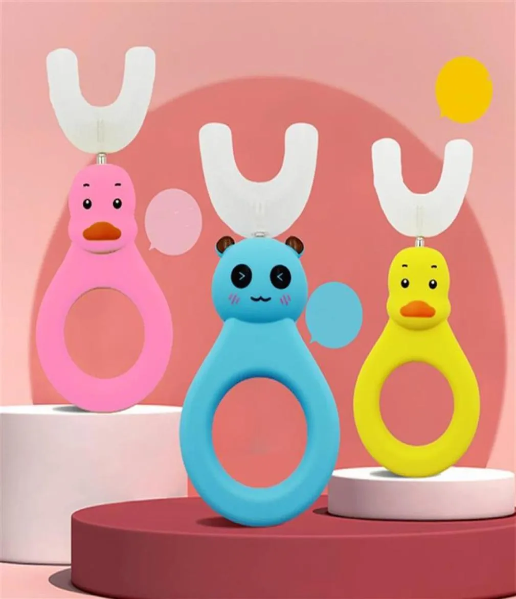 360° Baby Ushaped Toothbrush Kids Donut Manual Kids Silicone Safety Manual ToothCartoon Patterna25 a215866980
