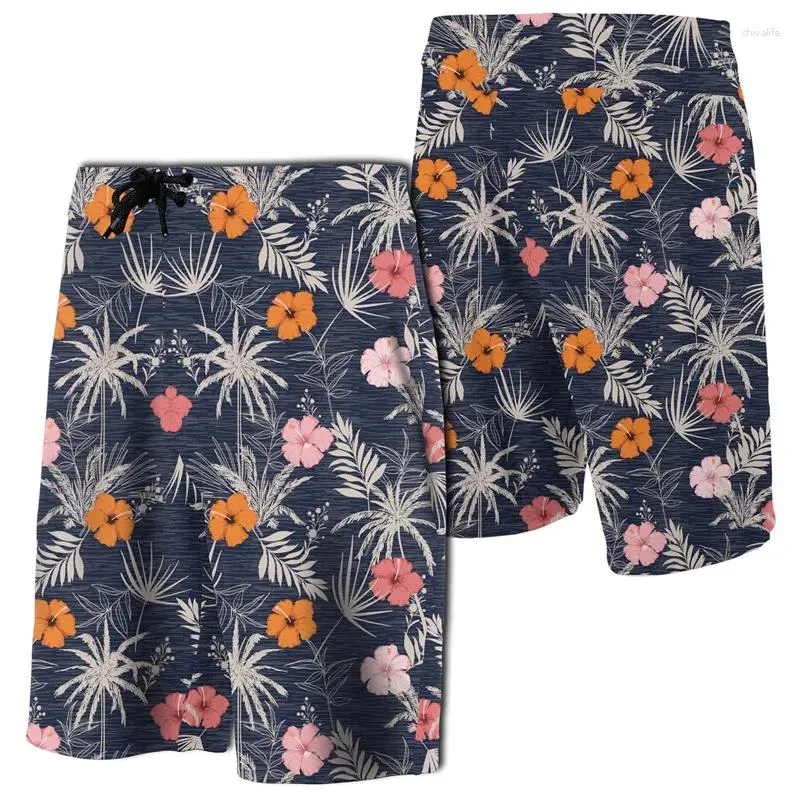 Short masculin Flamingo gris flamant gris hawaii femmes Vacation plage pantalon court pantalon de nage florale polynésienne