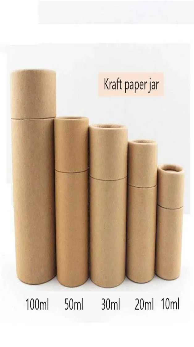 50pcslot bouteille cosmétique emballage extérieur extérieur kraft en papier bocal tube cylindrique en carton dur paquet d'huiles essentielles 2103265909927