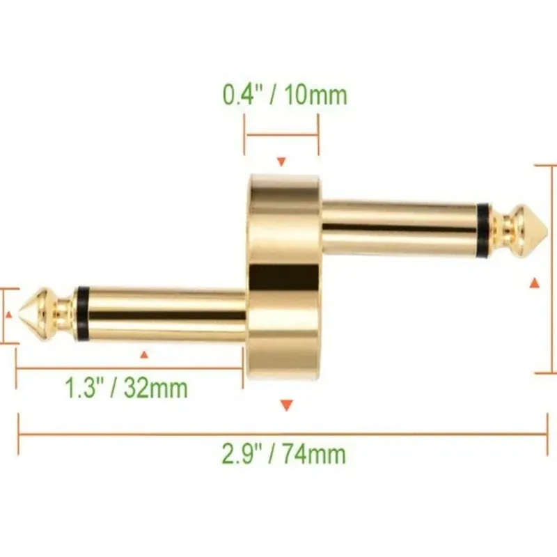 Connettore del pedale Effetti della chitarra da 6,35 a 6.35 Adattatore da 6,5 Adattatore audio maschio a maschio usato il collegamento della chitarra elettrica