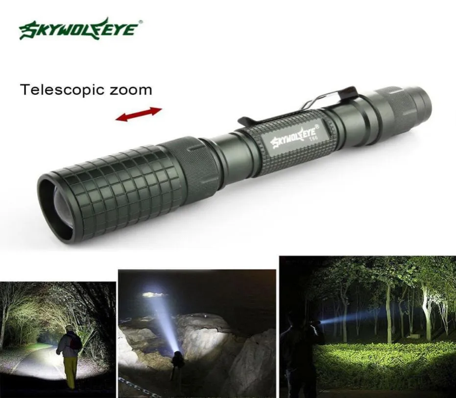 Skywolfeye 8000 Lumen Zoomable T6 LED -zaklamp 5 Modi Adjusatbel Focus Torch Lamp Lanterna 2x18650 Battery6098415