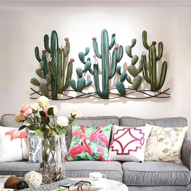 Dekorative Figuren kreative Kaktus Wanddekoration Veranda Hintergrund Anhänger Schmiedeeisen hängen