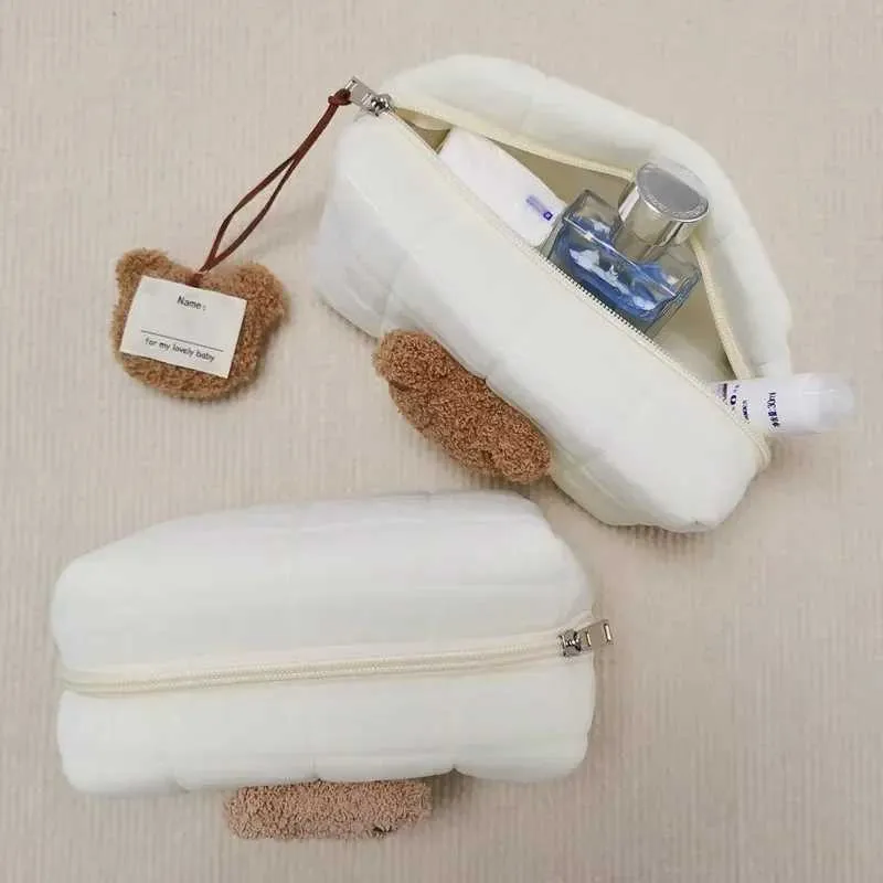 TLTS TORBY PIELEŚNIKA Śliczna niedźwiedź torba toaletowa dla niemowląt Make UP Portable Portable Elementy Organizator wielokrotnego użytku bawełna Cluth for Mommy D240430
