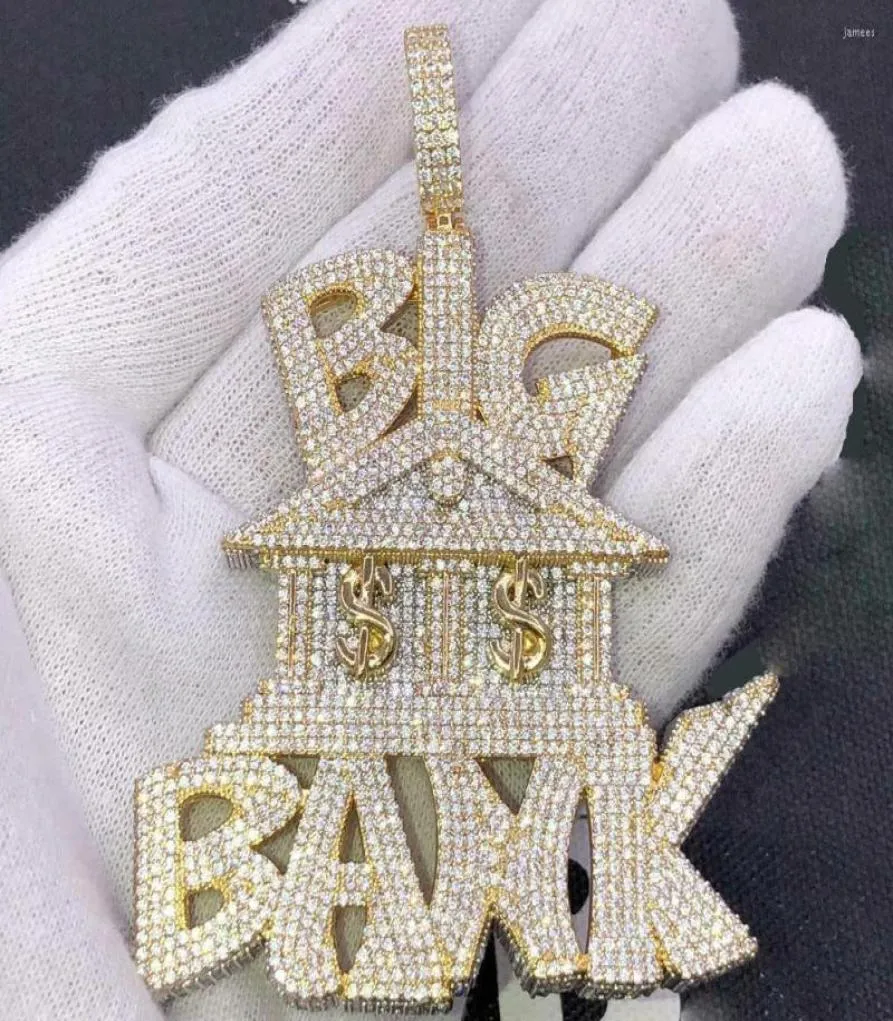 Ketten 2022 Männer Junge Hip Hop Schmuck mit Brief Big Bank Money Anhänger ECED BLING 5A Kubikzirkon gepflasterte Seilkette Halsketten 8599950