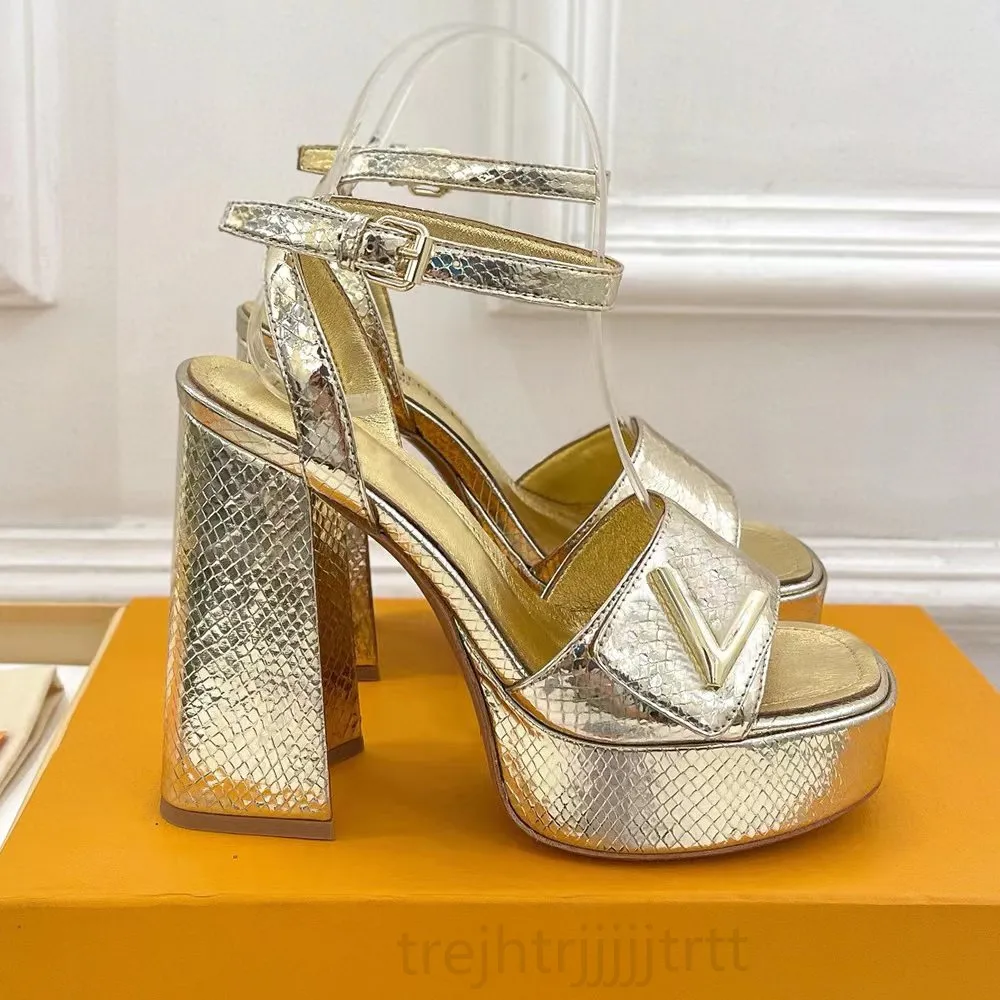 DHgate Womens Chunky Heel Sandals Square Toe Platform Block Heel Evening Shoes Luxury Designer High Heels Factory Footwear 35 41 with Box Shoes Accessories