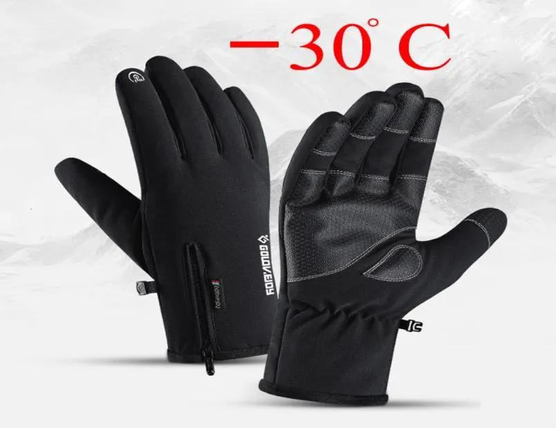 Guanti impermeabili invernali touch screen guanti con cerniera antidriccianti uomini che cavalcavano sci al guanti caldi comodi ispessimento t19111126115506