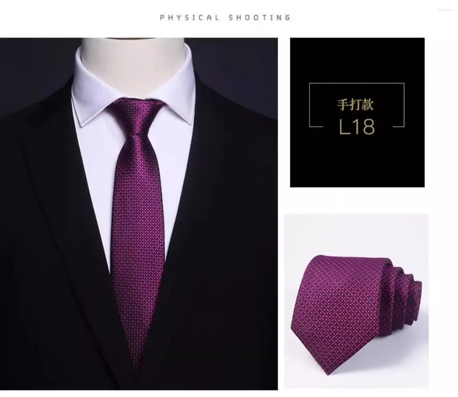 Bow Ties High Quality Silk Tie Men's Business Banquet Formal Shirt Accessories With Fashionable Fine Grid Pattern 8 CM Real Necktie