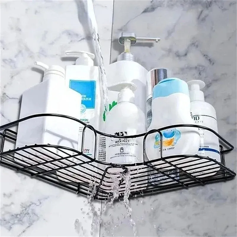 1 stks badkamerrek douche muur gemonteerde shampoo opslagrek keuken organisator badkamer accessoires