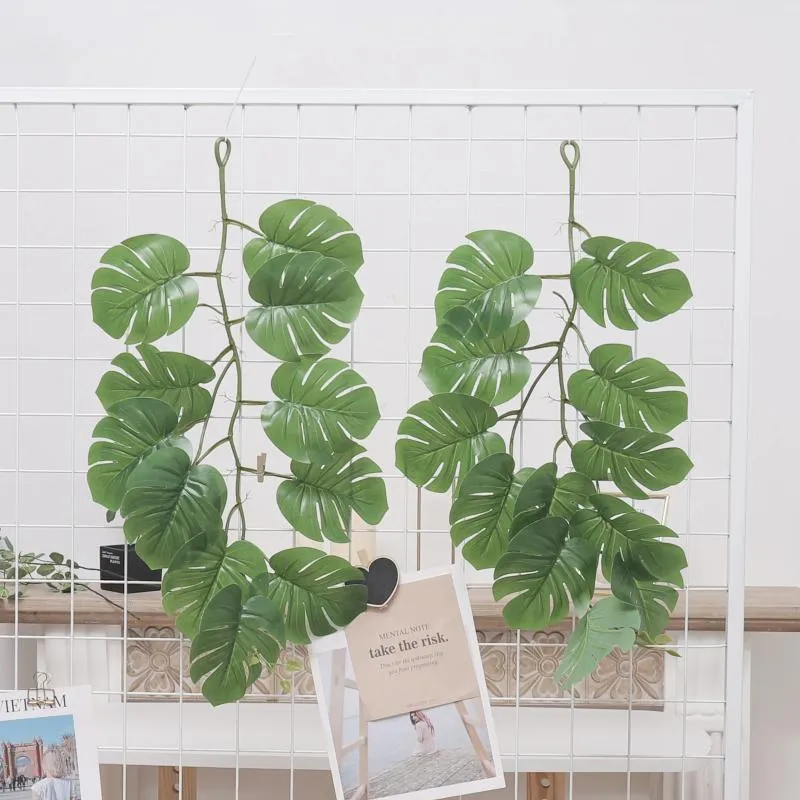 Dekorativa blommor konstgjorda vinstockar växter blad utomhus plast creeper grön murgröna vägg hängande lång gren för hem trädgård bröllop dekor