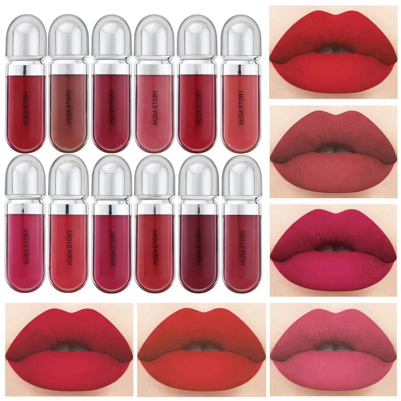 Huda Story Lip Bloss Matte Cup de glaçage à lèvres Cup à lèvres Velvet étanche Couleur durable