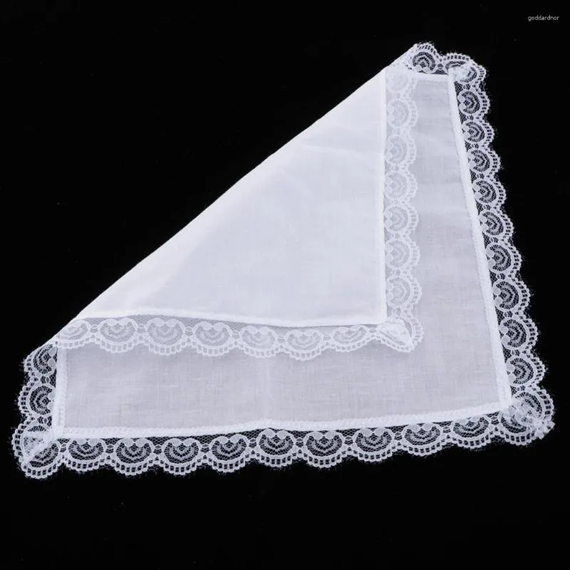 Bow Ties 5pcs Cotton White Mandkerchiefs carré en dentelle de lace