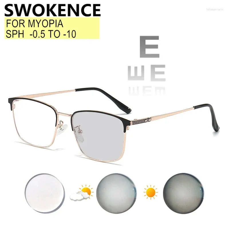 Lunettes de soleil prescription Myopie personnalisée Lunes de myopie -0,5 à -10 hommes Femmes Frame en alliage haut