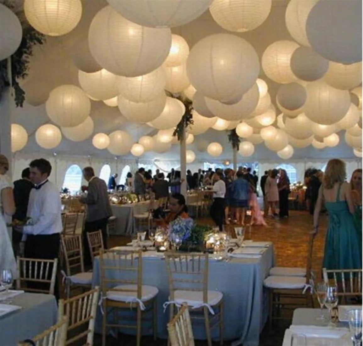 10pcs 16 Inch 40cm White Paper Lanterns Chinese Paper Ball Led Lampion For Wedding Party Event Birthday Ceremony Decoration Q081032583596