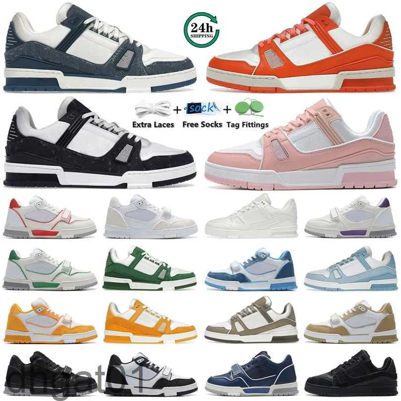 2024 ÚLTIMA MODELO Men zapatillas Diseñador casual de encaje de cuero de cuero Veet Blanco blanco rosa rojo azul amarillo verde para hombre entrenadoras para mujer zapatillas deportivas moda